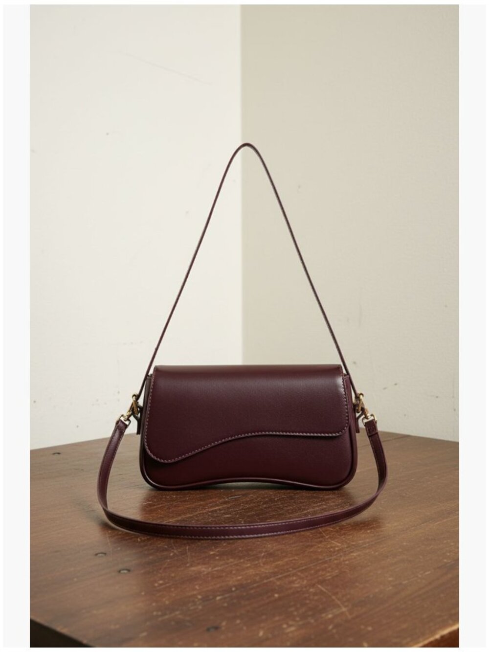Vegan Leather Crossbody Bag with Adjustable Straps, Compact Hobo Purse - Picture 1 of 6